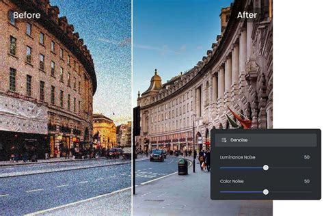Split image showing before and after Prime Noise Reduction