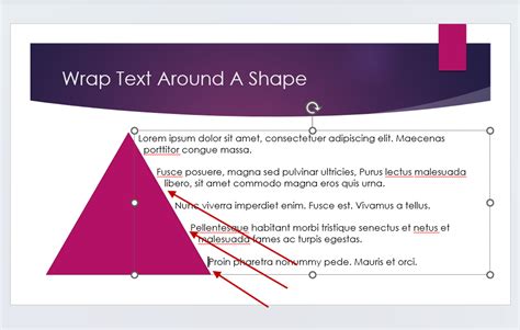 Diagram illustrating text wrap around a complex shape with offset adjustments