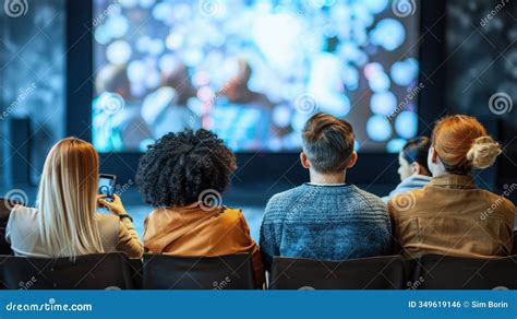 Illustration of diverse people watching videos with subtitles