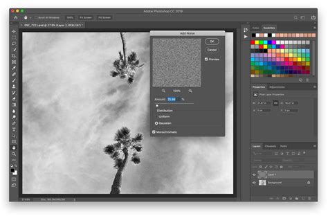 Photoshop Add Noise filter dialog with high amount and 