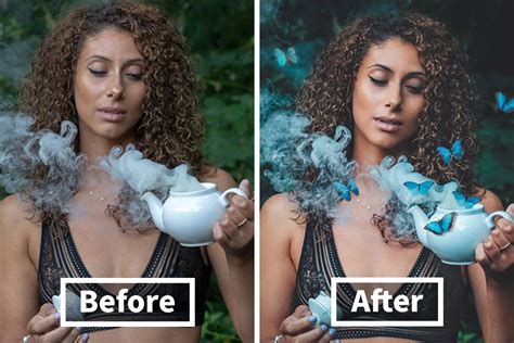 Collage of before and after photo edits using Photoshop Elements