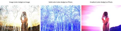 Comparison of Lighten, Screen, Color Dodge, Linear Dodge, and Lighter Color blend modes
