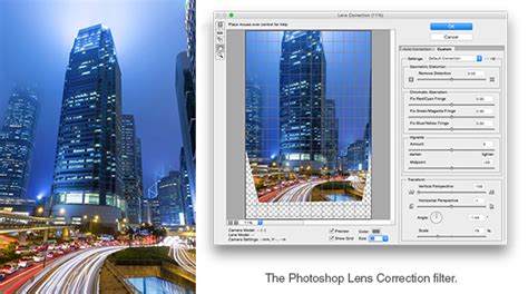Photoshop Lens Correction Filter Interface