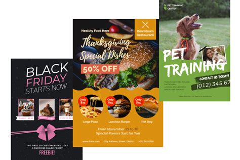 Examples of icons used in flyer design for different purposes