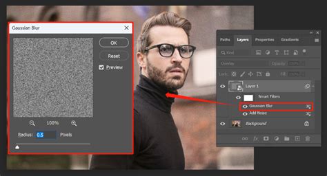 Photoshop Noise filter settings for adding grain