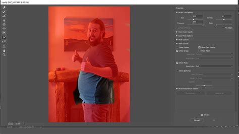 Photoshop Liquify Freeze Mask Tool application