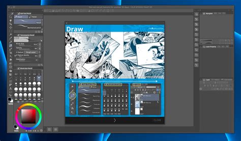 Clip Studio Paint Interface with Subview and Navigator Windows Visible