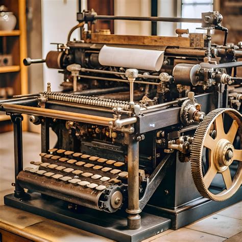 Vintage printing press with CMYK inks