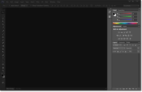 Photoshop CS6 Extended user interface with dark theme