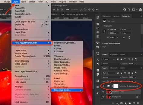 Photoshop Selective Color adjustment layer properties