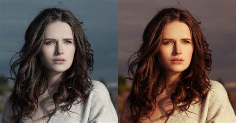 Example of color grading in Photoshop: before and after