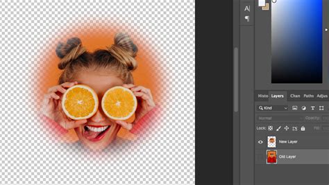 Photoshop feathering effect example