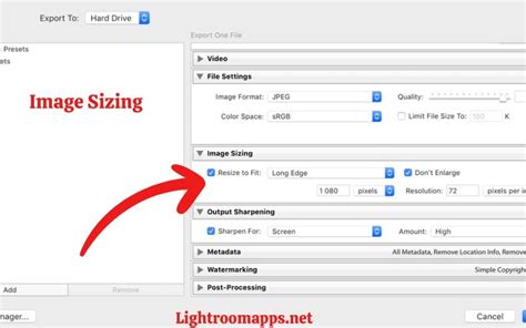 Lightroom Image Sizing Options