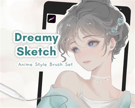 Procreate interface with a dreamy sketch brush selected