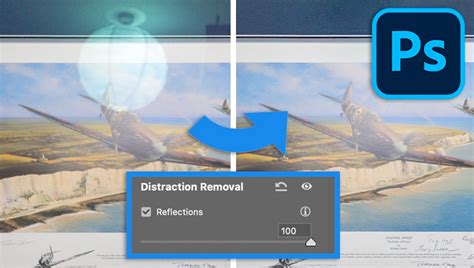 Screenshot of Photoshop's Camera Raw filter with Reflection Removal tool highlighted
