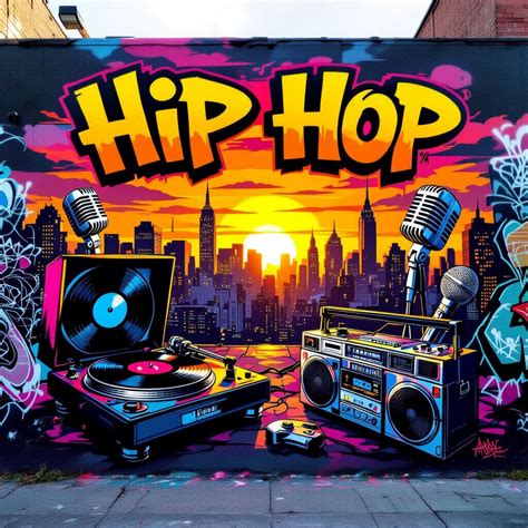 Vinyl record with hip-hop imagery
