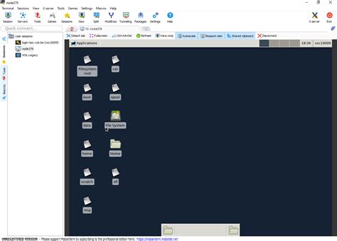 MobaXterm interface showing a VNC session tab
