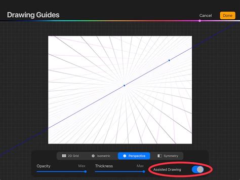 Procreate edit drawing guide menu