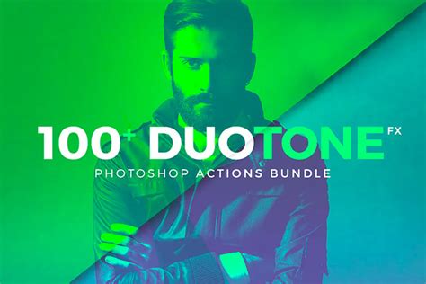 Screenshot of Photoshop Actions panel displaying various duotone action presets