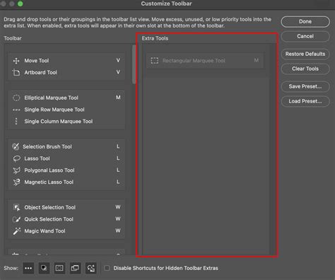 Photoshop toolbar with key tools highlighted