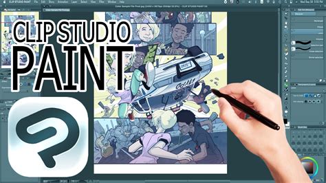 Screenshot of Clip Studio Paint Pro interface showing various drawing tools and panels