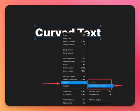 Figma interface with text and curve tool
