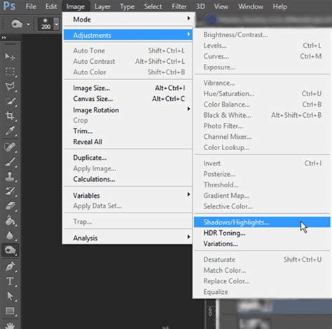 Demonstration of Shadow/Highlight adjustment in Photoshop