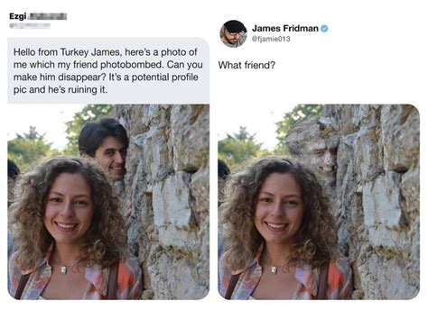 Example of James Fridman's literal photoshop request