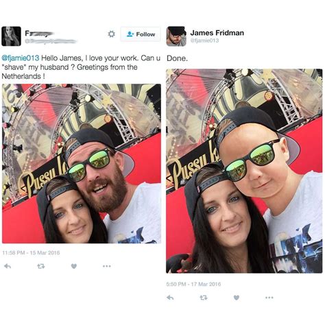 Infographic showing common photoshop requests vs. James Fridman's interpretations