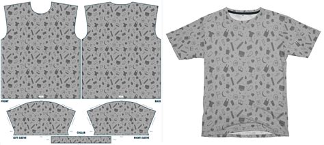 Example of a t-shirt with an all-over repeating pattern