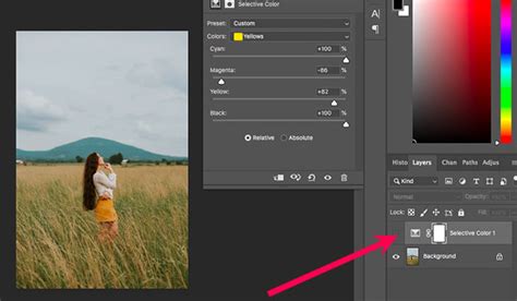 Photoshop Selective Color Properties Panel
