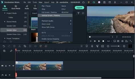 Filmora software interface with editing timeline and tools