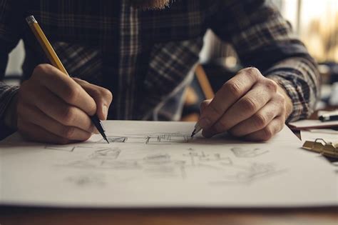 A designer sketching resume layouts on paper