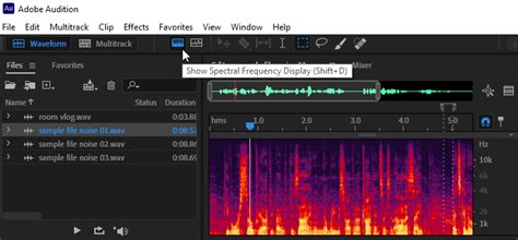 Adobe Audition Spectral Display showing frequency bands