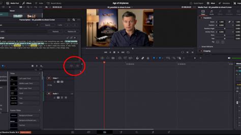 DaVinci Resolve transcription markers on timeline