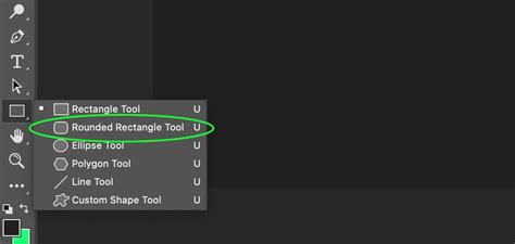 Photoshop rounded rectangle tool settings
