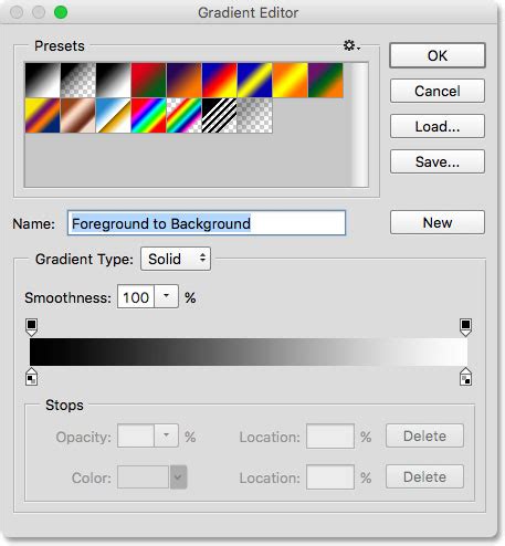 Photoshop gradient editor with rainbow colors