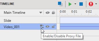 Editing timeline with low-resolution proxy files