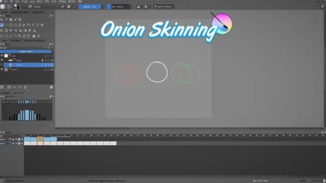 Krita animation timeline with onion skinning enabled