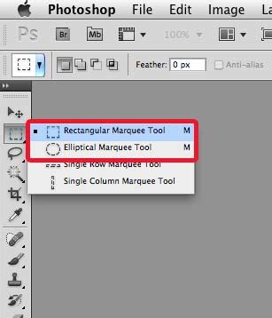 Rectangular and Elliptical Marquee Tool selections in Photoshop