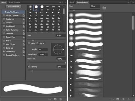 Using the Brush Tool with different brush tips and settings