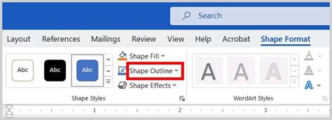 Microsoft Word Shape Format tab with Text Effects and Transform options visible