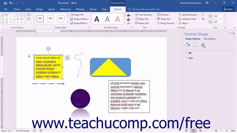 Format Shape pane in Microsoft Word showing Fill and Line options with 