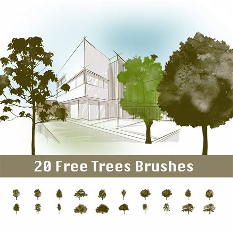 Example of a multi-colored tree brush effect in Photoshop