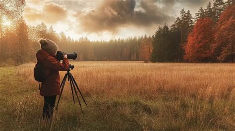 Camera on a tripod capturing a scene with multiple exposures