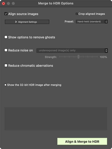 Screenshot of Photoshop's Merge to HDR Pro dialog box