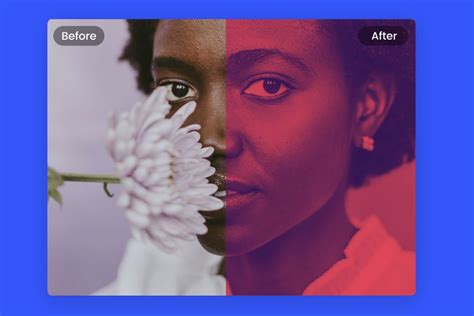 Examples of photo editing effects like Duotone filters and contrast adjustments