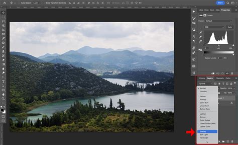 Photoshop Layers panel showing a new layer set to Overlay blend mode