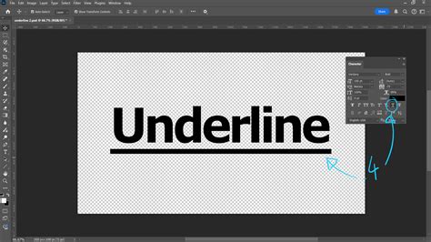 Photoshop Character Panel showing the Underline option