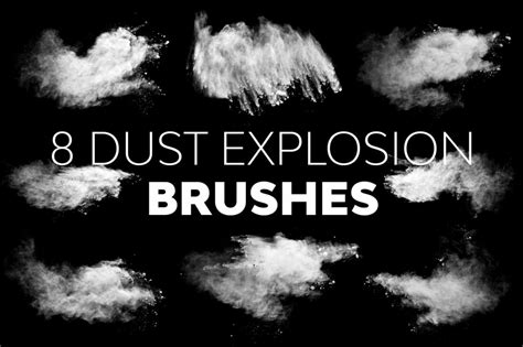 Photoshop brushes panel showing various grunge and dust brush tips